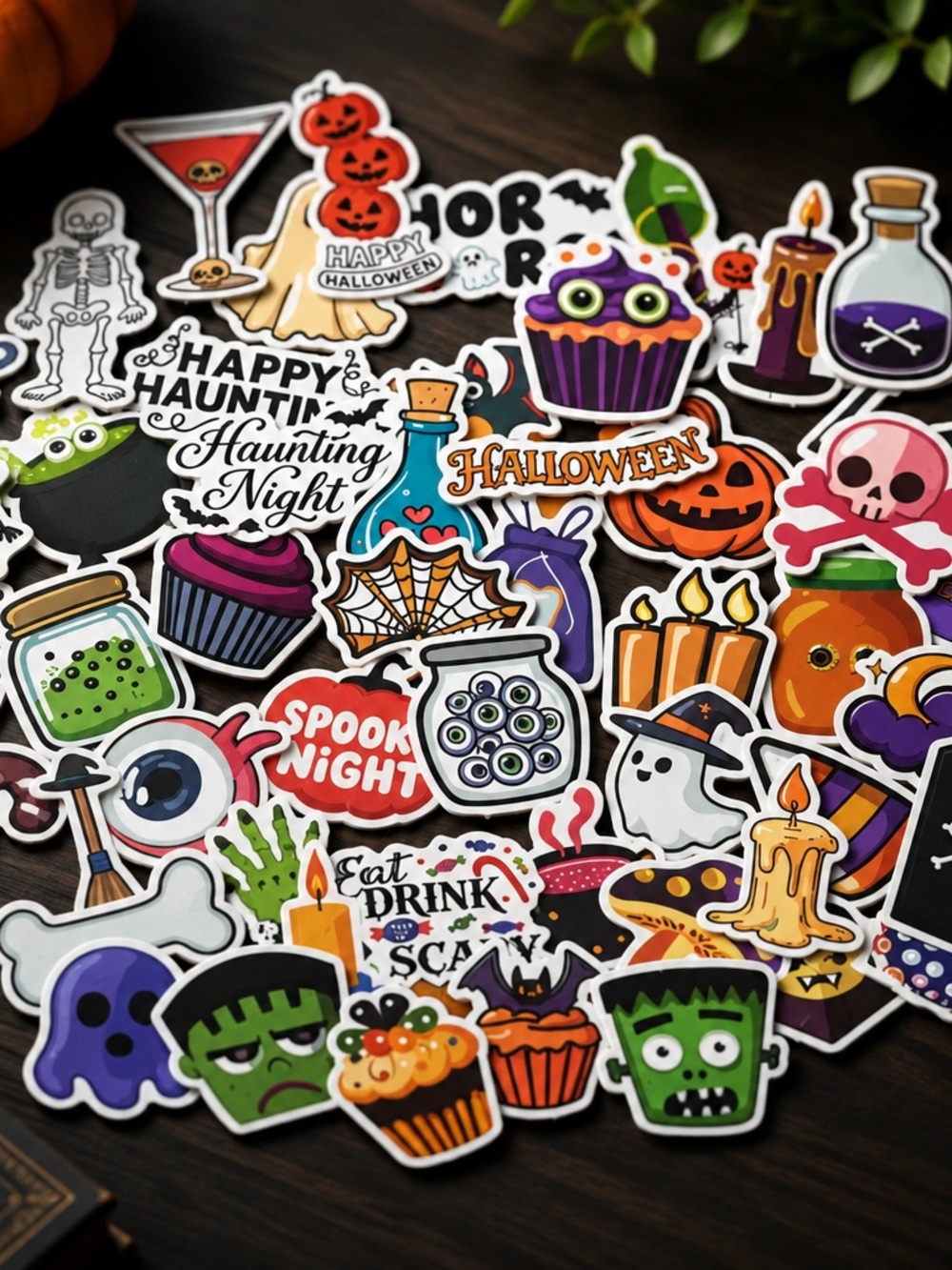 Halloween Sticker Pack - Assorted Colorful Halloween Designs set of 50